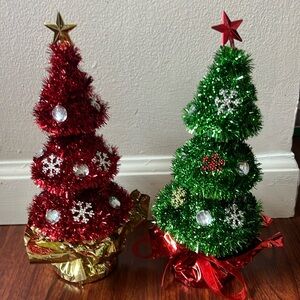 Tinsel Christmas Tree Table Decorations